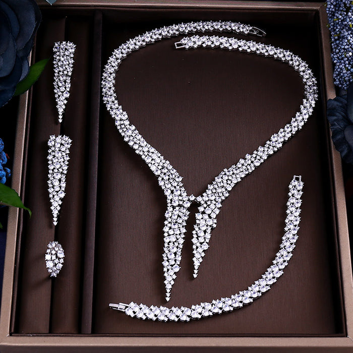 Cubic Zircon Water Drop Jewelry Set