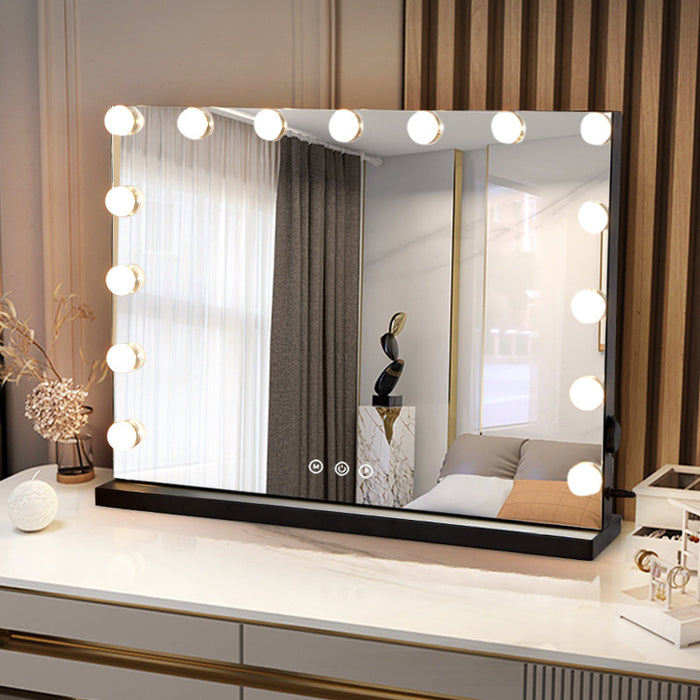 Vanity Led With Bulb Vanity Mirror Desktop Tabletop Square