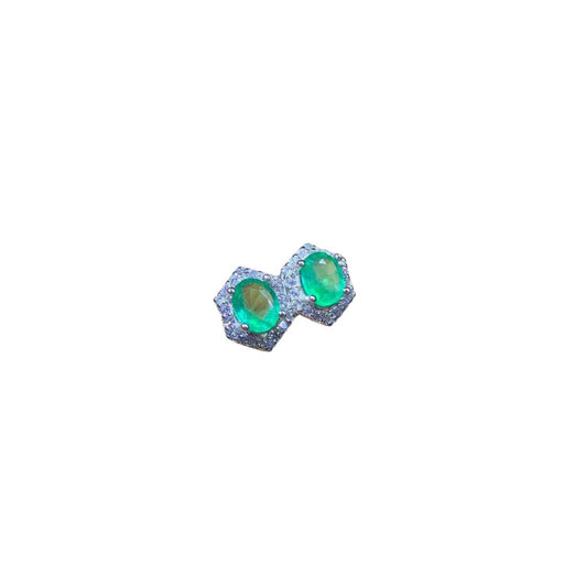 Natural Emerald Stud Earrings For Women Colored Gems Jewelry 925 Silver